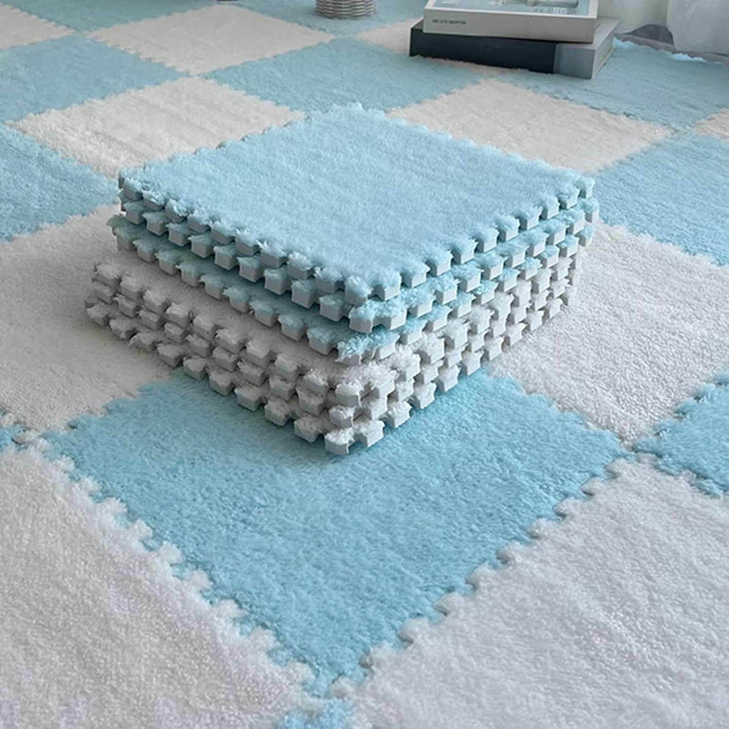 20 Pcs Plush Foam Floor Mat Square Carpet