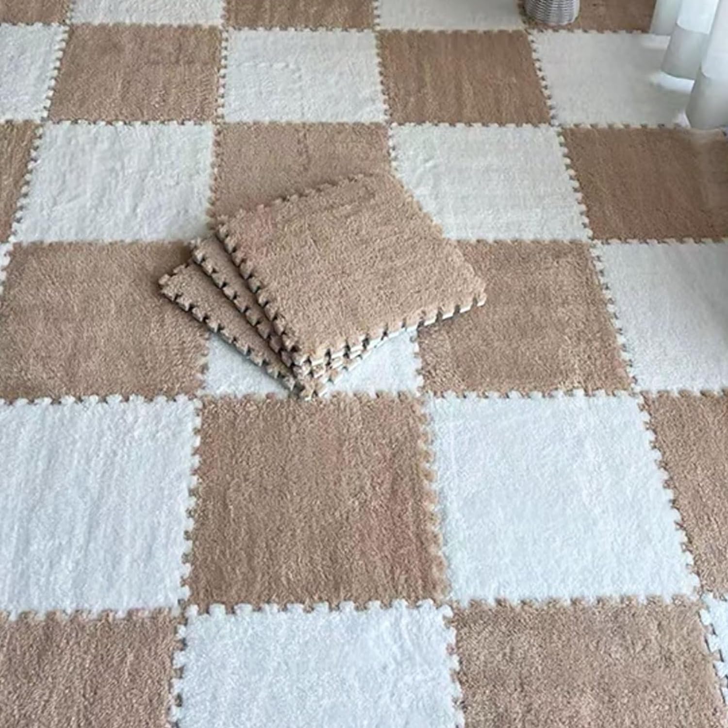 20 Pcs Plush Foam Floor Mat Square Carpet