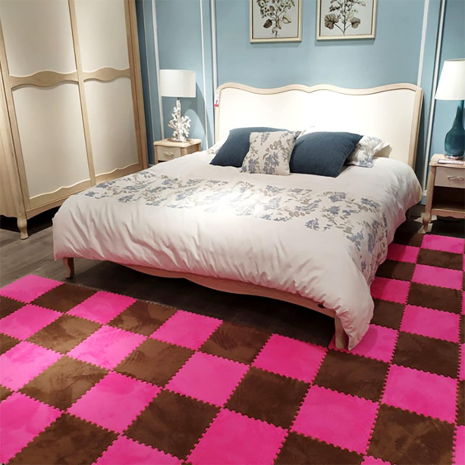 20 Pcs Plush Foam Floor Mat Square Carpet