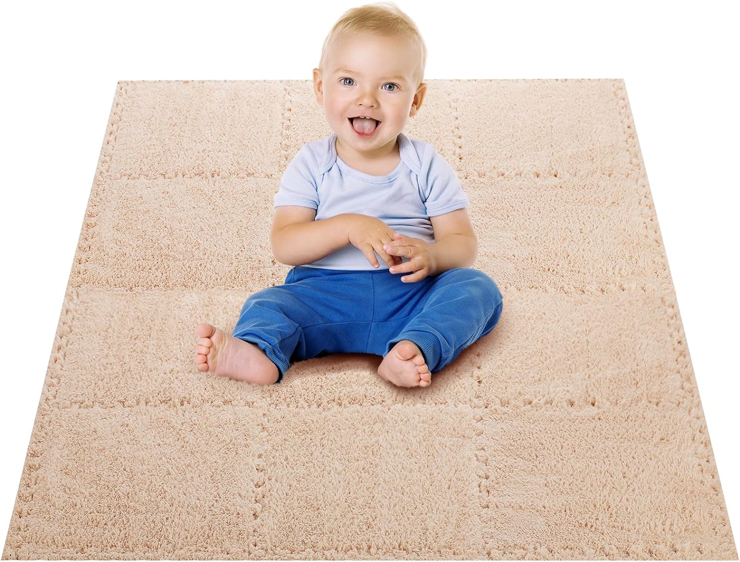 20 Pcs Plush Foam Floor Mat Square Carpet