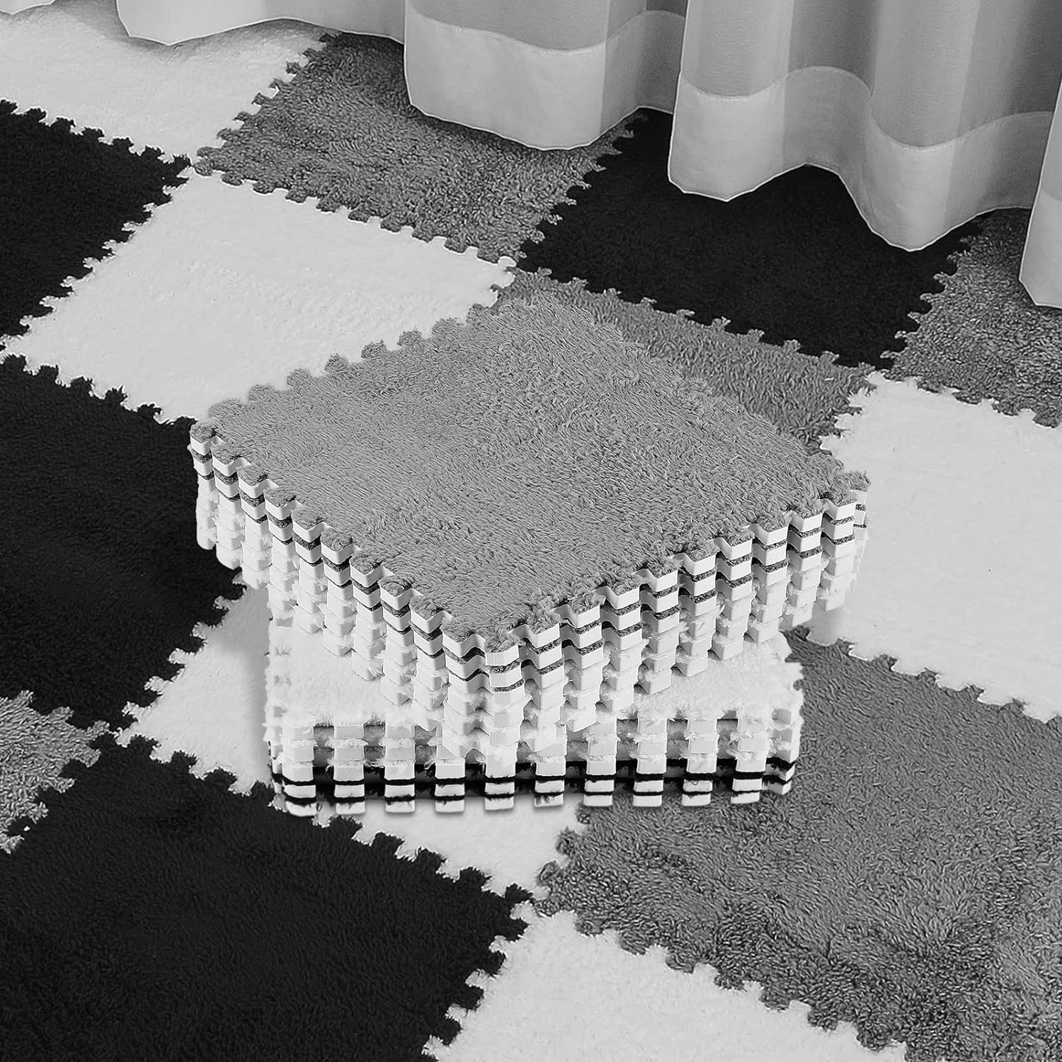 20 Pcs Plush Foam Floor Mat Square Carpet